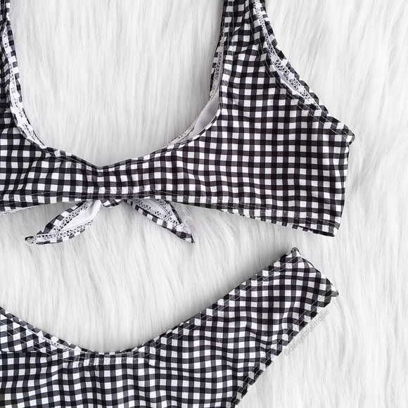 black & white gingham knot bikini - Picture 4 of 5